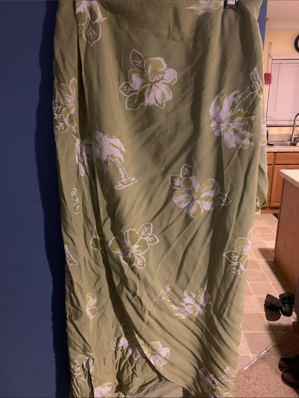 Newport News Olive Green Floral Swim Sarong